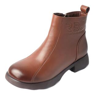 前掌加宽大码女鞋41到43秋冬新款真皮靴子棉靴马丁靴短靴羊毛女靴