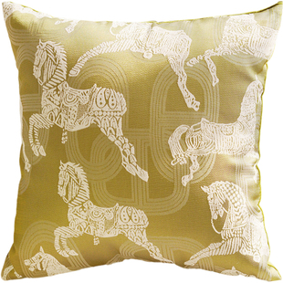 酒吧奶茶店绿色酒店大堂KTV骏马抱枕民宿沙发腰靠枕靠垫抱枕软装