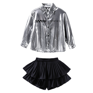 国庆儿童科技感服装舞台演出服亮片小学生运动会服装男女童街舞服