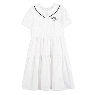 初中生夏装连衣裙少女娃娃领日系格子洛丽塔中学生公主裙子