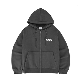 [REコンテナ] CHANCECHANCE24秋冬CEC印花烟灰色拉链连帽卫衣外套