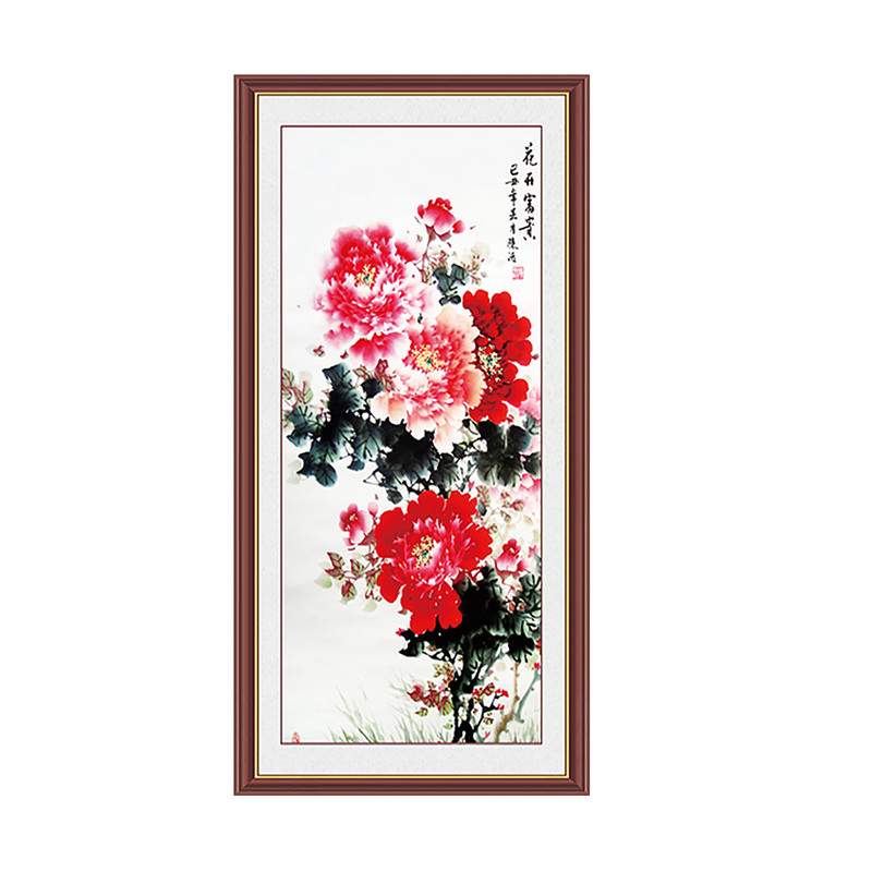 竖向牡丹花开富贵装饰贴纸画
