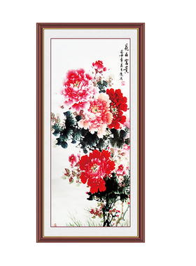 竖向牡丹花开富贵装饰贴纸画