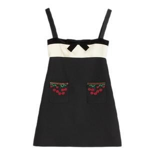 [季末优惠]华伦天奴VALENTINO女士 CREPE COUTURE 刺绣短款连衣裙