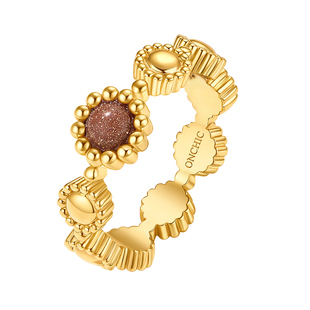 Onchic旧梦繁花戒指女轻奢高级感小众设计金色指环麻花精致新年款