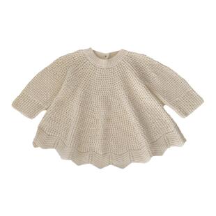 韩版婴儿斗篷纯棉毛衣罩衫女童秋冬装女宝宝针织衫荷叶边外套上衣