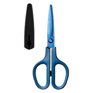 日本PLUS普乐士175SF镀钛防粘胶剪刀不生锈弧线刀刃家用学生办公手工剪子用多功能美工剪刀带保护套不沾手