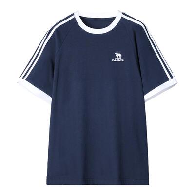 骆驼柔绵T神春夏季棉t恤女短袖圆领情侣复古宽松运动休闲上衣男