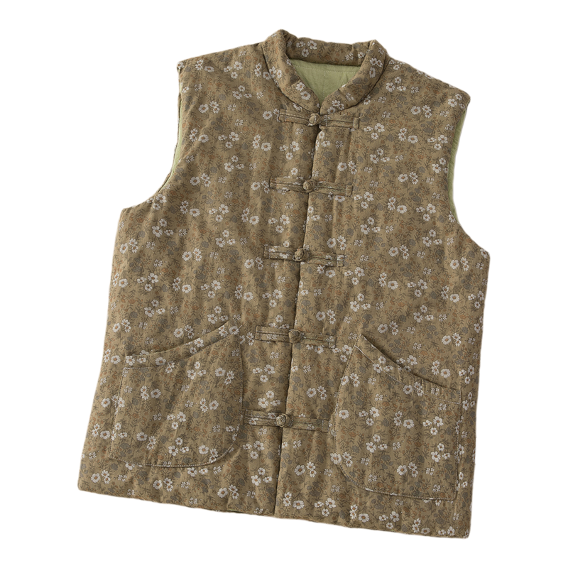 纯棉花马甲中国风保暖求冬款纯棉马夹100新疆棉手工盘扣上衣坎肩