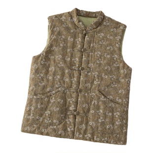 纯棉花马甲中国风保暖求冬款纯棉马夹100新疆棉手工盘扣上衣坎肩