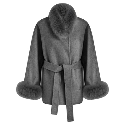 SeRinaBlue100%绵羊毛大衣外套