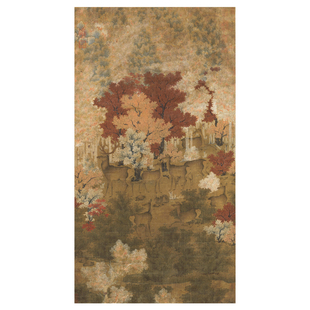 佚名丹枫呦鹿图高清国画经典临摹画稿微喷丝绢仿古画宋元山水花鸟