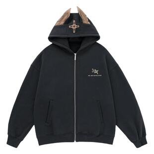 BJHG不计后果杜宾犬卫衣男款冬季新款潮牌美式重磅情侣加绒外套女