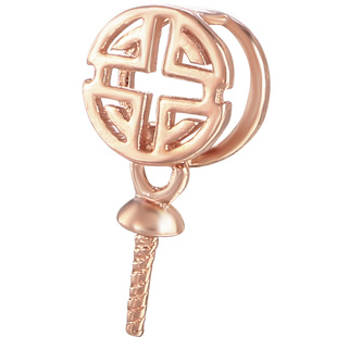 18K金吊坠扣银扣头diy纯银扣 日韩简约珍珠diy针式扣翡翠吊坠空托