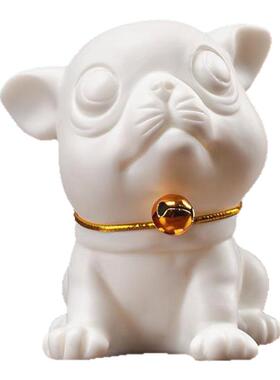 紫泉涧白瓷可爱小狗茶宠摆件