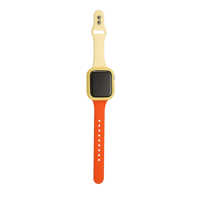 iserisewatch适用于苹果手表s8表带iwatchs9apple watchs7/se硅胶细表带新款拼色运动41/45mm夏天透气可爱女