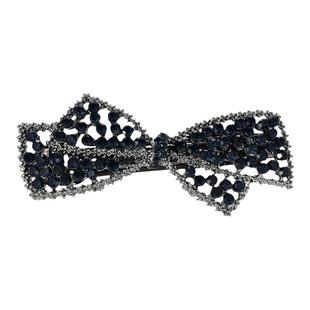 半扎发发夹女蝴蝶结短发发卡水钻一字夹气质小号弹簧夹后脑勺夹子