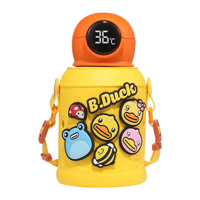 温度显示小黄鸭可爱316不锈钢