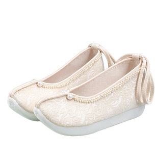 江南朱记汉服鞋子【蔓枝】原创串珠古风内增高明制马面登云履平底