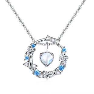 Waiting芳心项链女纯银月光石锁骨链吊坠一款多戴生日礼物送女友