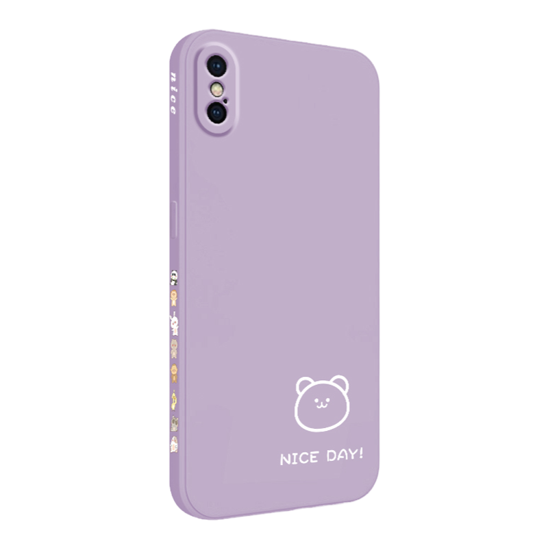 适用苹果x手机壳新款xr简约小熊小兔女高级感iPhonex液态硅胶xsmax镜头全包防摔xmax网红手机套ip创意男外壳