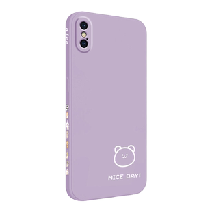 适用苹果x手机壳新款xr简约小熊小兔女高级感iPhonex液态硅胶xsmax镜头全包防摔xmax网红手机套ip创意男外壳