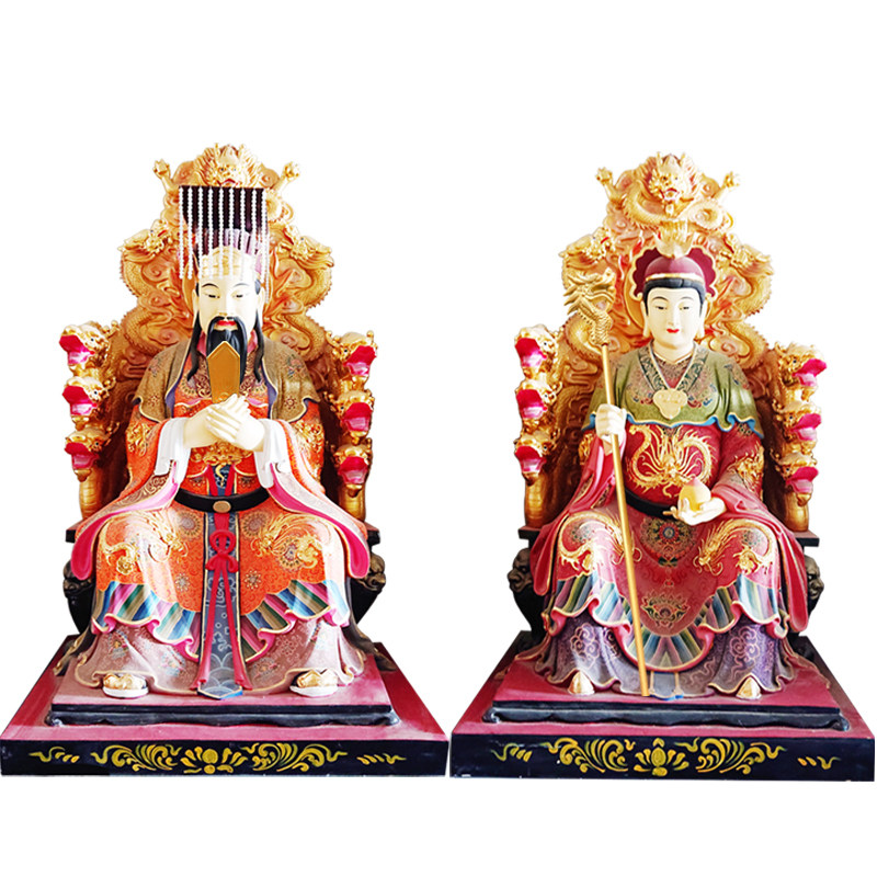 玉皇大帝木雕摆件王母娘娘圣造