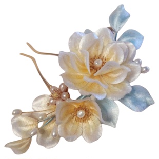 卿子手作-徽月  原创设计非遗绒花发钗古风头饰簪花纯手工制作