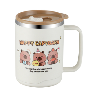 不锈钢水杯家用带盖燕麦专用杯早餐牛奶杯咖啡学生新款防摔马克杯