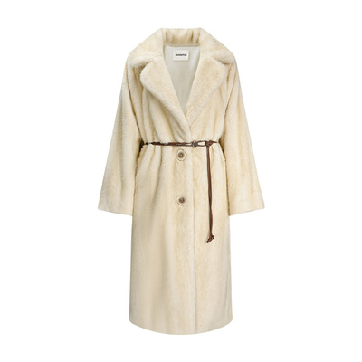 蒙田大道复古落肩长款环保皮草