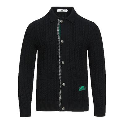 PP轻奢潮牌pleikpholppe秋季新款潮流时尚高级黑色羊毛开衫毛衣男