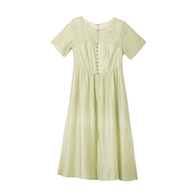 MSLAN垂顺天丝夏季圆领连衣裙