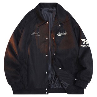 kawasaki/川崎美式棒球服夹克衫宽松休闲翻领夹克外套男女同款