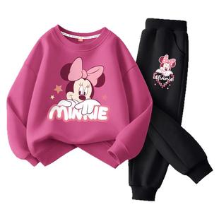 迪士尼女童春装套装2025新款洋气时髦童装运动衣服儿童春季两件套