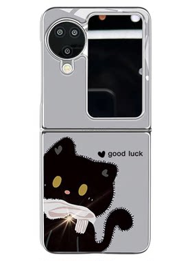 小清新可爱黑猫适用oppofindn3flip手机壳新品高级感网红爆款折叠屏手机壳findn2flip好看的外壳保护套女生