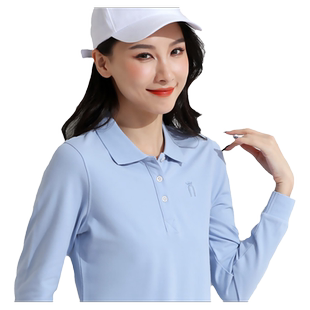 春秋翻领长袖t恤女定制有领上衣运动纯棉印logo宽松工作服polo衫