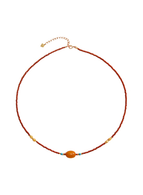 南红小米珠红色玛瑙送女友锁骨链