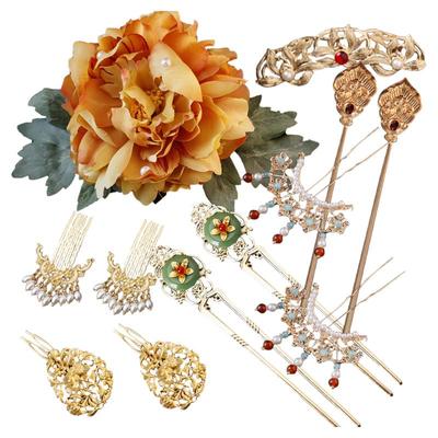发饰组合合金复古仿真绢花