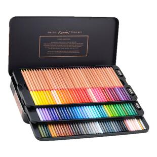 Marco马可彩色画笔雷诺阿画画油性水溶性120色儿童彩铅笔专业美术生套装涂色专用彩铅绘画彩笔素描工具铅笔