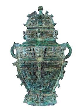 仿古青铜器皿方罍中式客厅摆件