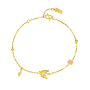 周大生十二花神联名|喜上梅梢黄金手链5G足金喜鹊梅花手饰送女友