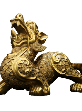 纯黄铜金钱貔貅摆件一对招财礼品