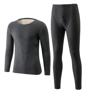 羊绒蚕丝保暖内衣男套装德绒发热加厚加绒秋衣秋裤打底纯棉毛衫冬