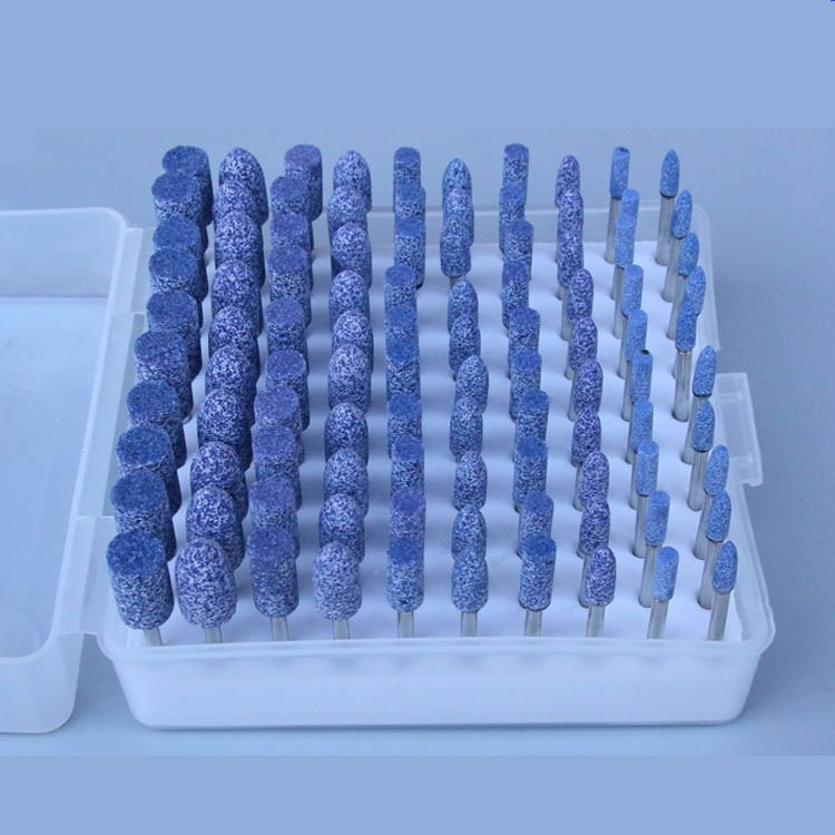 砂轮磨头兰砂盒装陶瓷圆柱电磨火石仔金属玉石PVC抛光棕刚玉材质