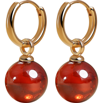 卡伦图红色石榴石耳环女18K金色耳扣999纯银针耳圈高级感新年耳饰