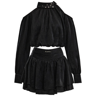 【现货】易碎商店·柏林千金 时尚千金风套装秋日纯欲露肩上衣