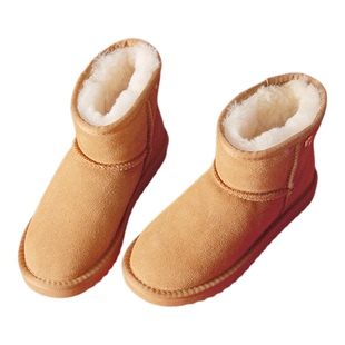 意尔康女鞋冬季加绒保暖棉鞋平底短筒雪地靴休闲短靴女士