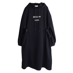 大码韩版中长款休闲连帽卫衣裙2025秋冬新款加绒加厚小个子连衣裙