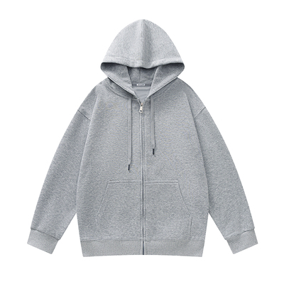 NG真维斯开衫连帽卫衣男女款秋冬季美式重磅纯色拉链加绒休闲外套