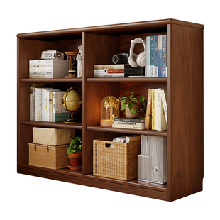 安居客实木书架一体靠墙置物架儿童落地矮书柜家用组合客厅储物柜